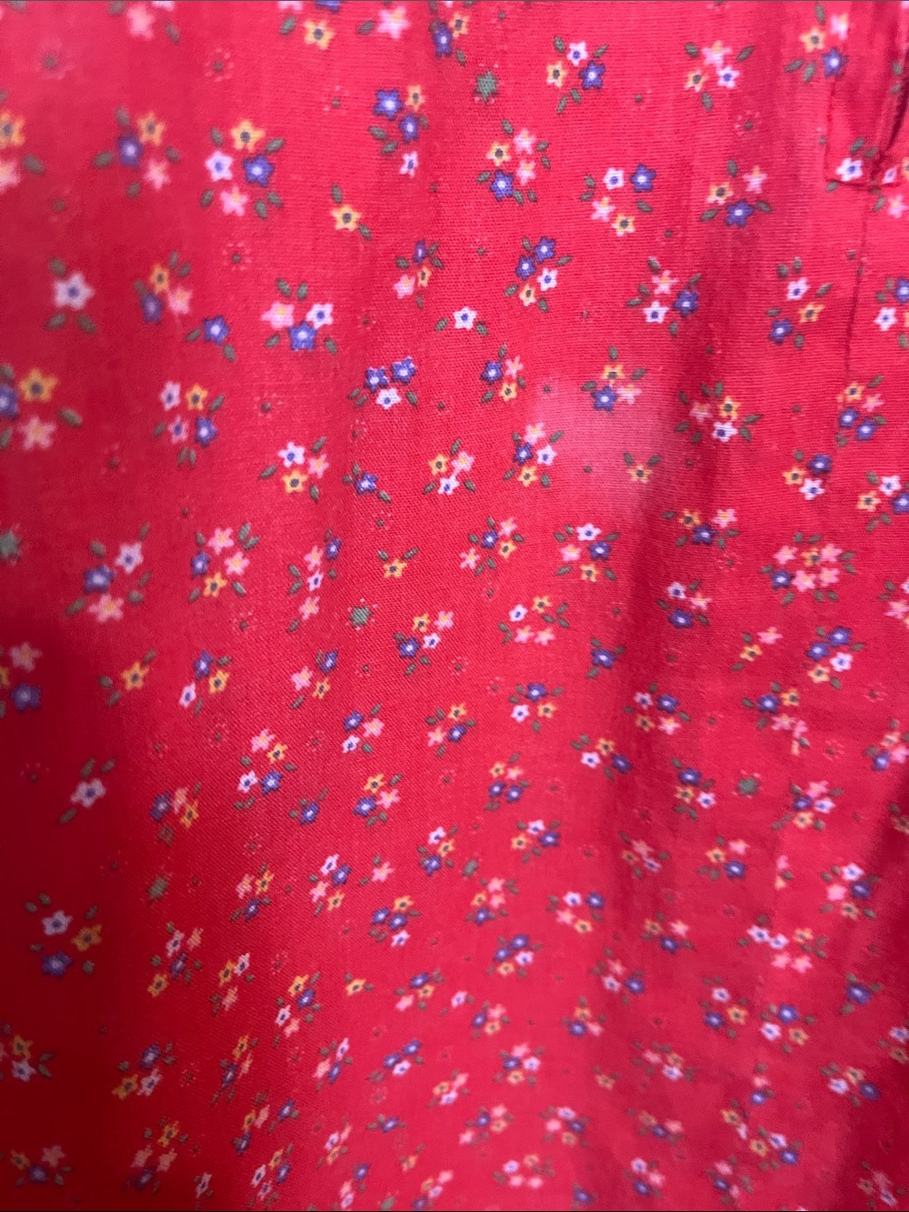 Handmade Vintage-Inspired Red Floral Long-Sleeve Mini Dress - Picture 5 of 7